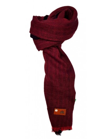 SCIARPA LA MARTINA UNISEX UOMO DONNA DOUBLE FACE SPIGATA Cm 33X175 CON FRANGE ROSSO/NERO - NERO