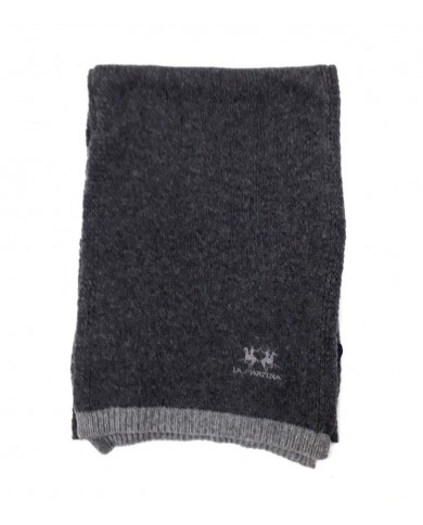 SCIARPA LA MARTINA UNISEX DONNA UOMO Cm 28X180 LOGO RICAMO LANA GRIGIO