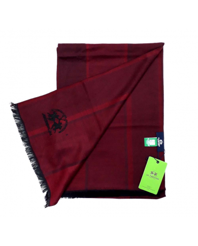 SCIARPA LA MARTINA UNISEX UOMO DONNA Cm 30X180 LOGO RICAMO CON FRANGE BORDEAUX