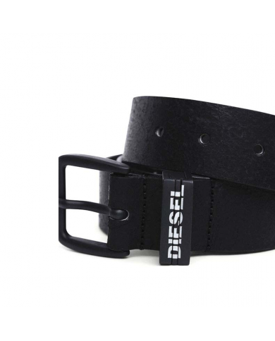 CINTURA UOMO PELLE DIESEL B-ARQUA FIBBIA LOGO PELLE EFFETTO CONSUMATO BLACK