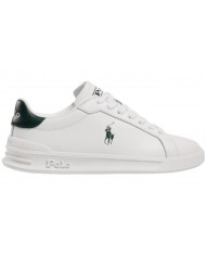 Sneake Uomo Ralph Lauren Heritage Court II Doppio Laccio Leather Whitre Green