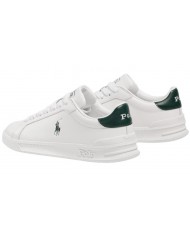 Sneake Uomo Ralph Lauren Heritage Court II Doppio Laccio Leather Whitre Green