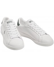 Sneake Uomo Ralph Lauren Heritage Court II Doppio Laccio Leather Whitre Green