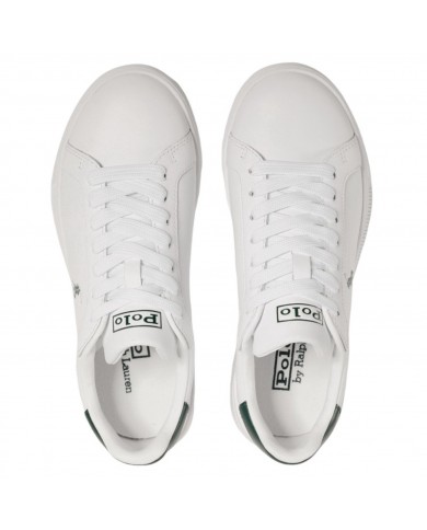 Sneake Uomo Ralph Lauren Heritage Court II Doppio Laccio Leather Whitre Green