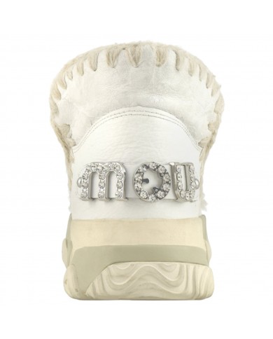 Stivaletto Donna Mou Eskimo Trainer Logo Rhinestone Leather White