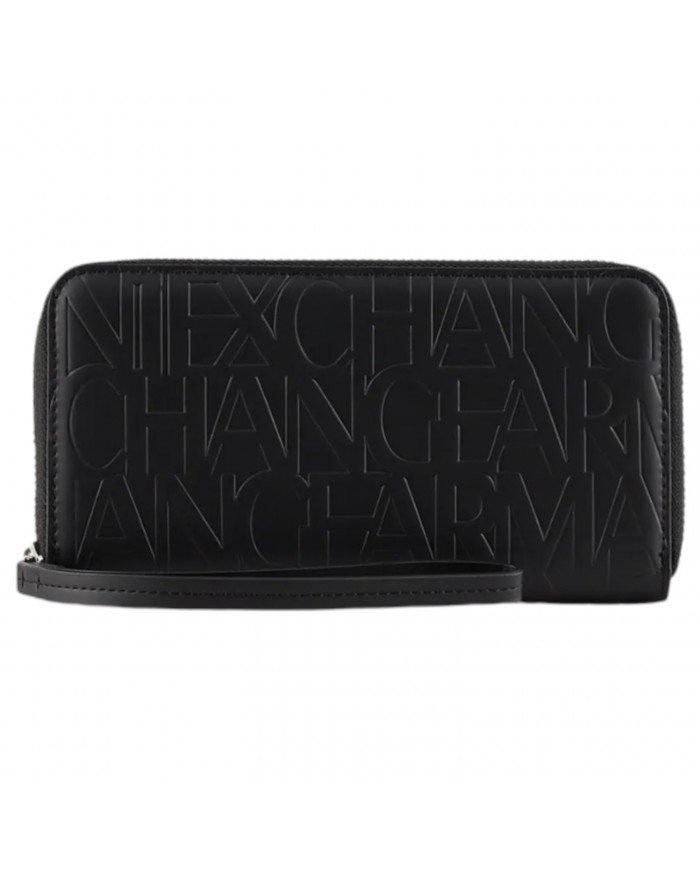 Portafoglio Donna Armani Exchange Logo Rialzato Leather Black