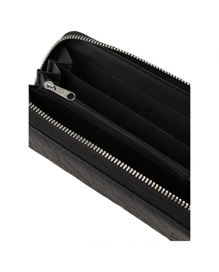 Portafoglio Donna Armani Exchange Logo Rialzato Leather Black