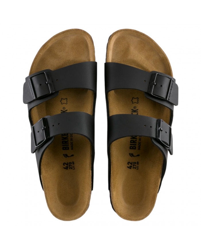 Sandalo Unisex Uomo Donna Birkenstock Arizona Leather Black