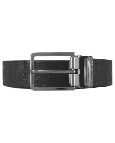 Cintura Uomo Armani Exchange Logo Impresso Leather Black