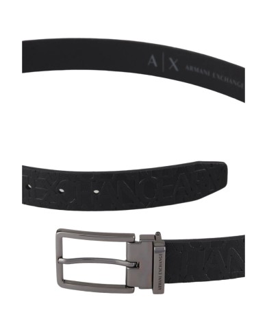 Cintura Uomo Armani Exchange Logo Impresso Leather Black