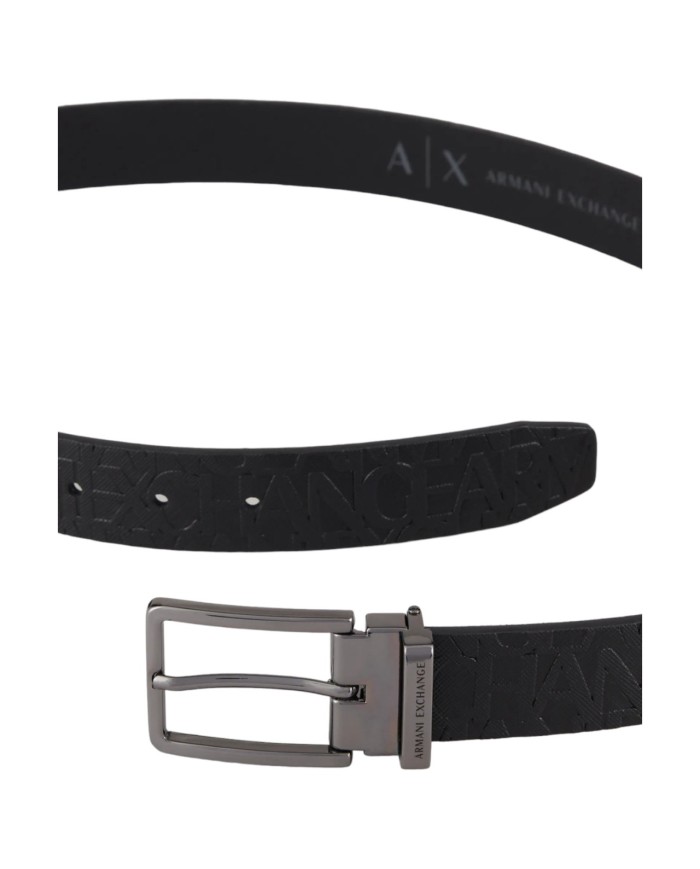 Cintura Uomo Armani Exchange Logo Impresso Leather Black
