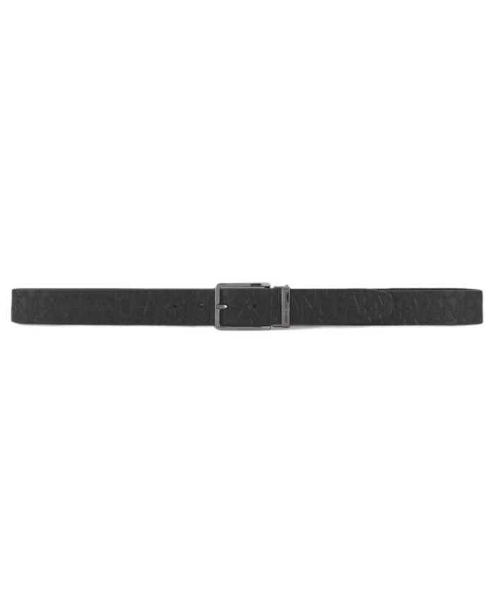 Cintura Uomo Armani Exchange Logo Impresso Leather Black