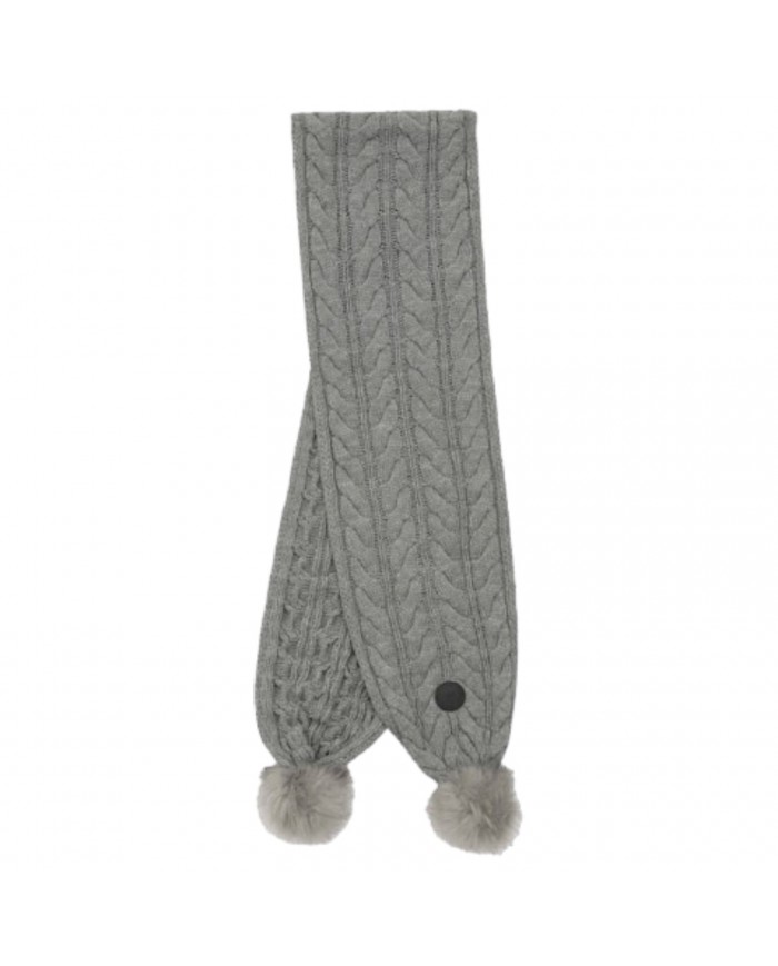 Sciarpa Guess Donna Lavorazione A Maglia Pompon Light Grey