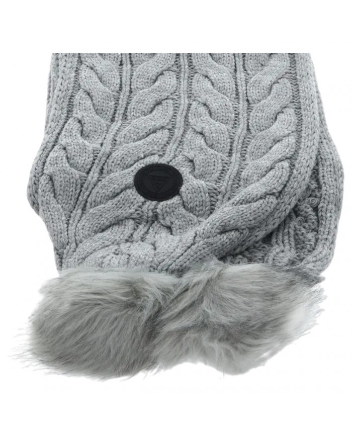 Sciarpa Guess Donna Lavorazione A Maglia Pompon Light Grey