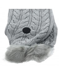 Sciarpa Guess Donna Lavorazione A Maglia Pompon Light Grey