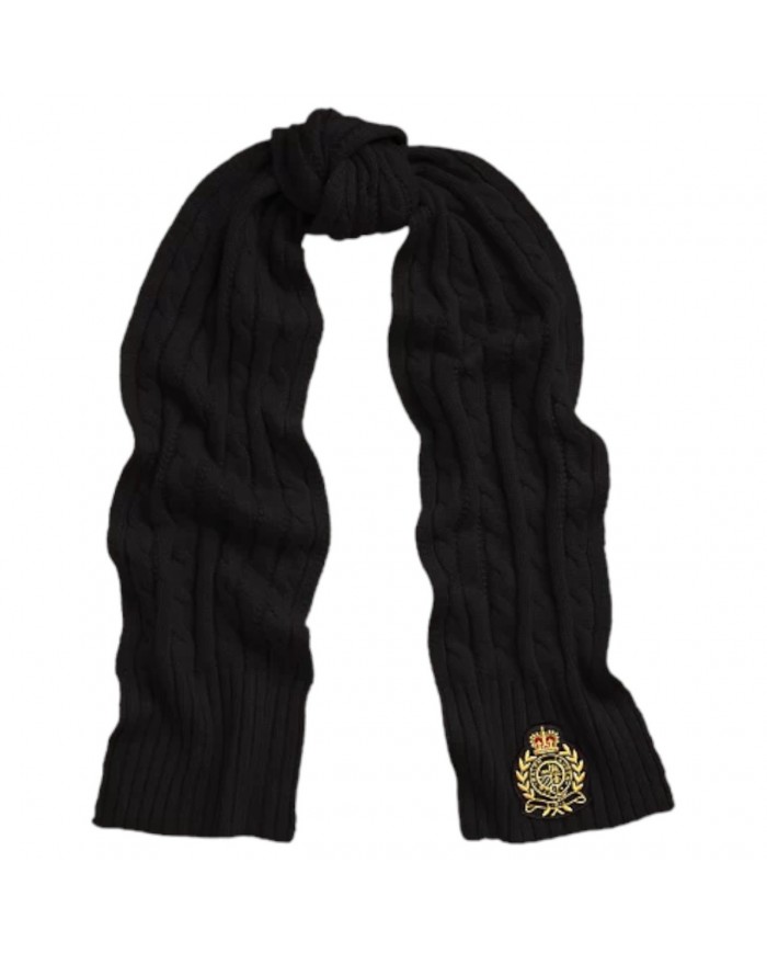 Sciarpa Donna Ralph Lauren A Trecce Con Stemma Black