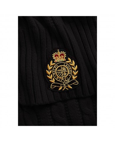 Sciarpa Donna Ralph Lauren A Trecce Con Stemma Black