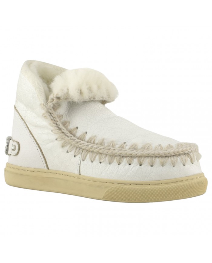 Stivaletto Donna Mou Eskimo Sneaker Rhinestone Logo Leather Waxi White