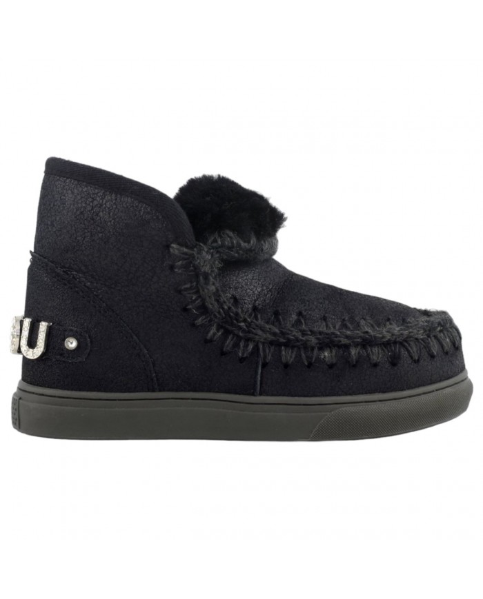 Stivaletto Donna Mou Eskimo Sneaker Rhinestone Logo Leather Black
