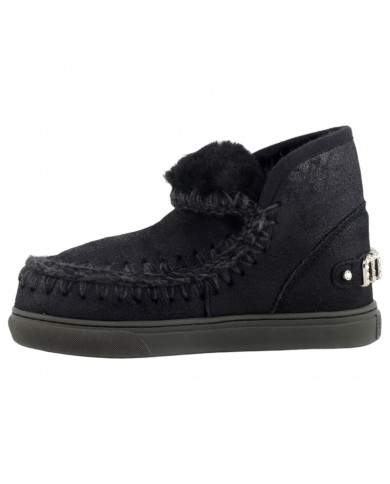Stivaletto Donna Mou Eskimo Sneaker Rhinestone Logo Leather Black