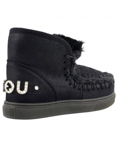 Stivaletto Donna Mou Eskimo Sneaker Rhinestone Logo Leather Black