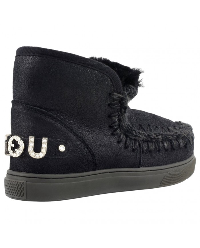 Stivaletto Donna Mou Eskimo Sneaker Rhinestone Logo Leather Black