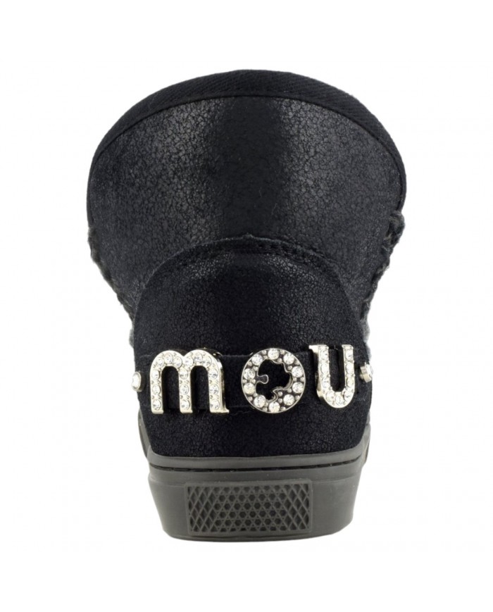 Stivaletto Donna Mou Eskimo Sneaker Rhinestone Logo Leather Black