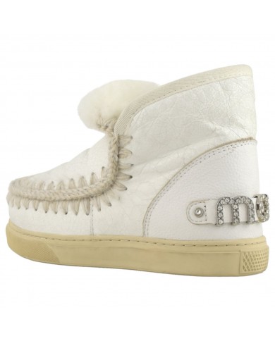 Stivaletto Donna Mou Eskimo Sneaker Rhinestone Logo Leather Waxi White