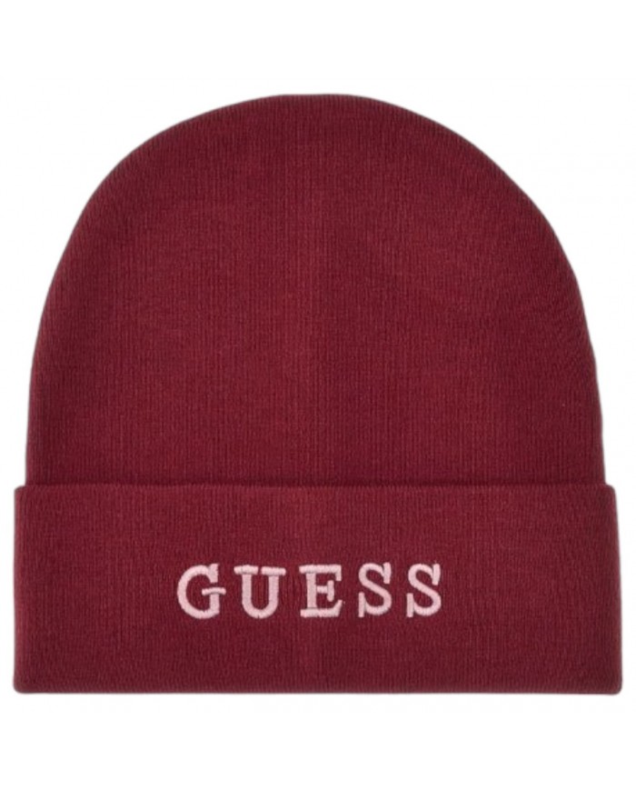 Cappello Guess Donna Beanie Guess Logo Wine Berry