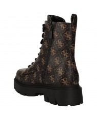 Stivaletto Donna Guess Ramsey Punta Quadrata Anfibio 4G Logo  Leather Brown