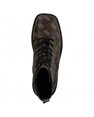 Stivaletto Donna Guess Ramsey Punta Quadrata Anfibio 4G Logo  Leather Brown