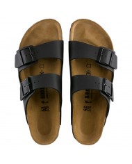 Sandalo Donna Uomo Unisex Birkenstock Arizona Birko Flor Doppia Fascia in Pelle Black