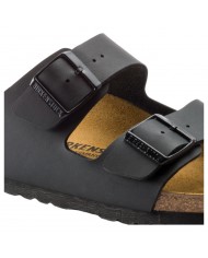 Sandalo Donna Uomo Unisex Birkenstock Arizona Birko Flor Doppia Fascia in Pelle Black