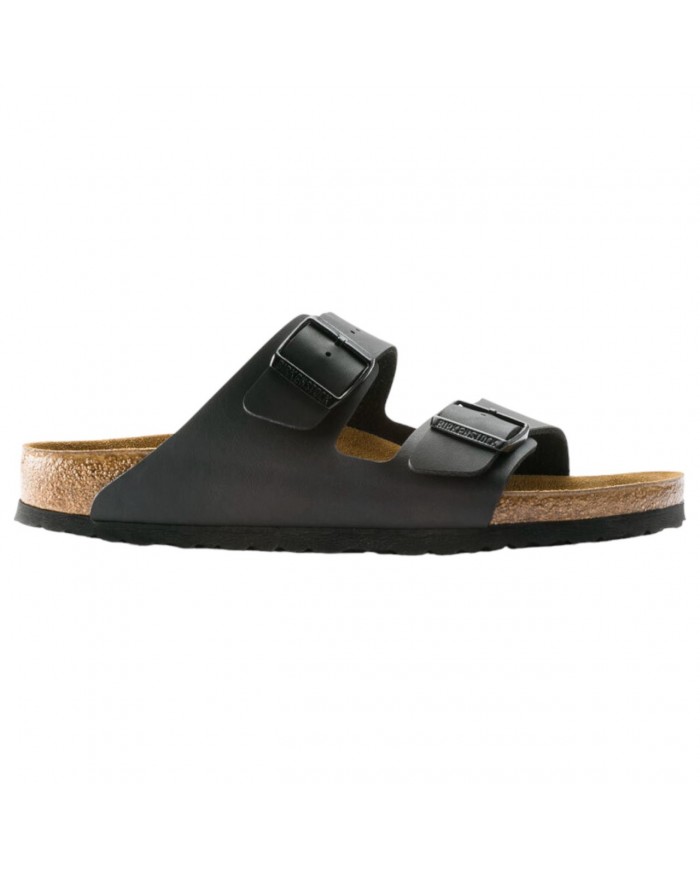 Sandalo Uomo Donna Unisex Birkenstock Arizona Birko Flor Doppia Fascia in Pelle Black