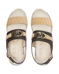 Sandalo Liu Jo Donna Maxi Wonder Sandal 27 Printed Saffiano Calf Leather Brown Beige