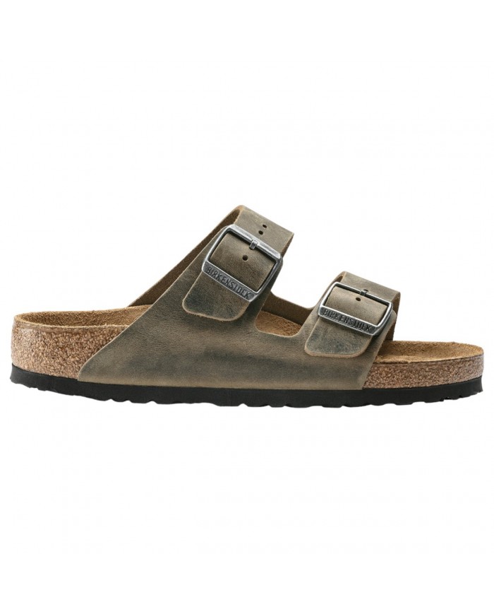 Sandalo Donna Unisex Birkenstock Arizona Plantare Morbido Pelle Oleata Faded Khaki
