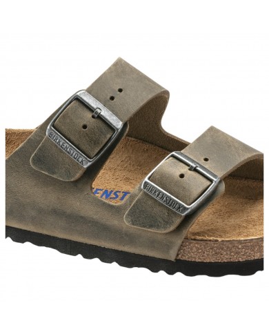 Sandalo Donna Unisex Birkenstock Arizona Plantare Morbido Pelle Oleata Faded Khaki