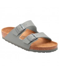 Sandalo Uomo Unisex Donna Birkenstock Arizona BS Leather Saffiano Stone grigio