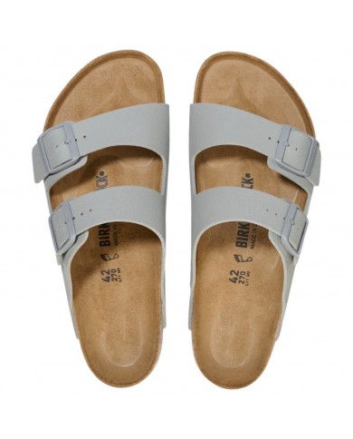 Sandalo Uomo Unisex Donna Birkenstock Arizona BS Leather Saffiano Stone grigio