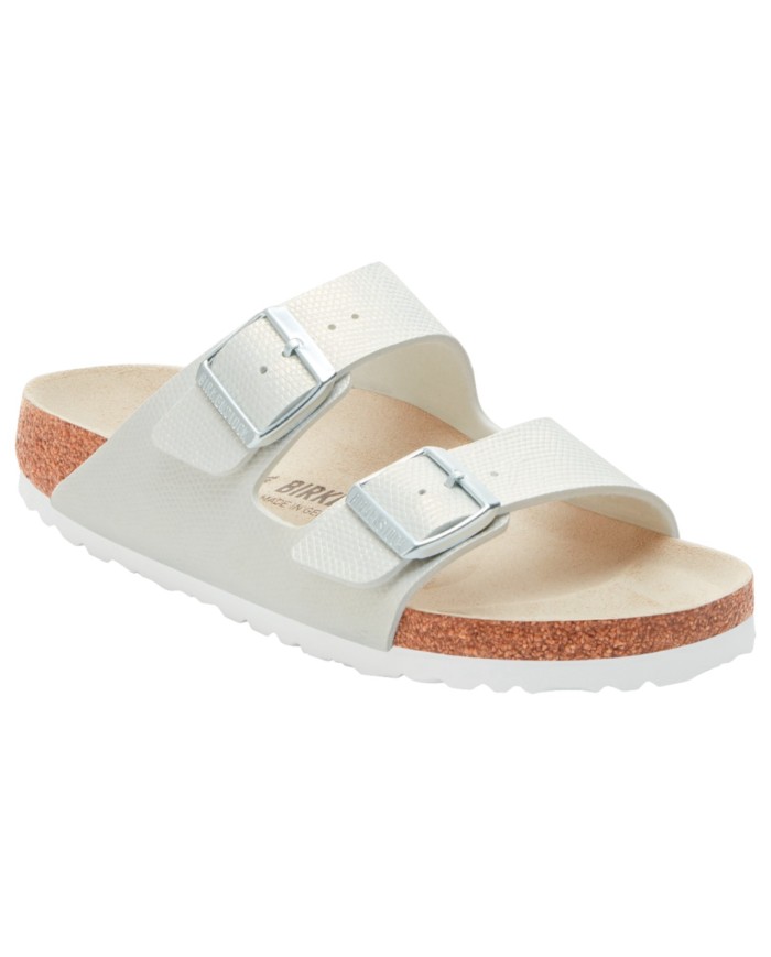 Sandalo Donna Birkenstock Arizona BS Birko Flor Shiny Lizard White