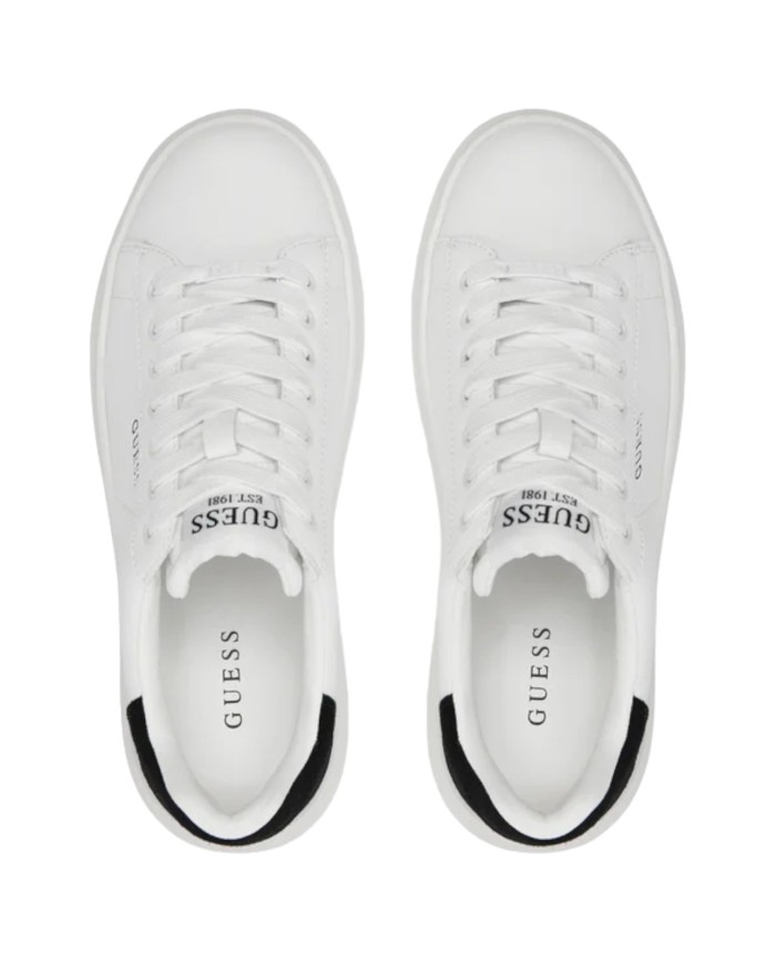 Sneaker Donna Unisex Guess Elba 4G Logo Leather White Black