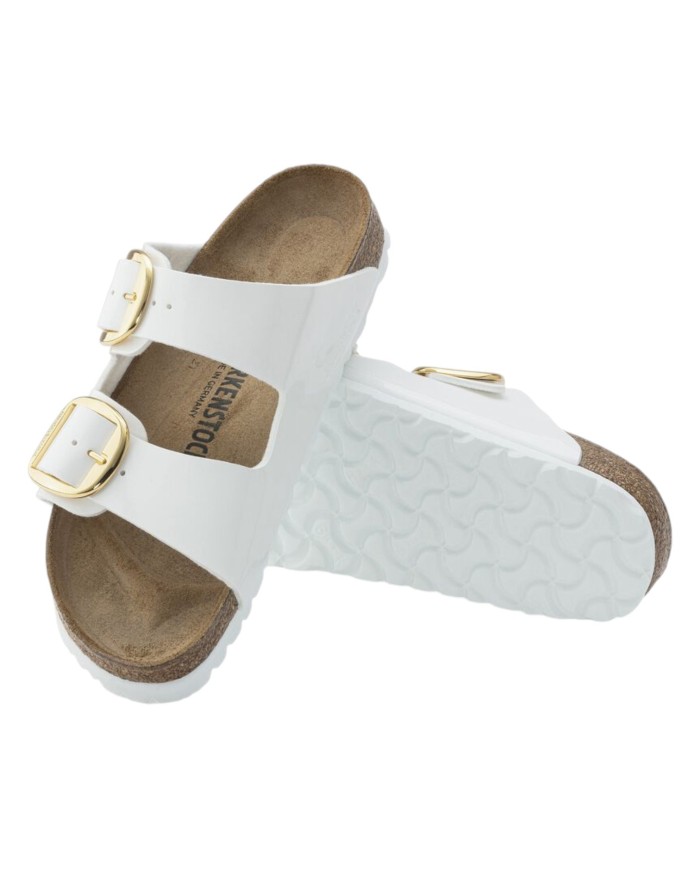 Sandalo Donna Birkenstock Arizona Big Buckle Birko-Flor Vernice Patent White