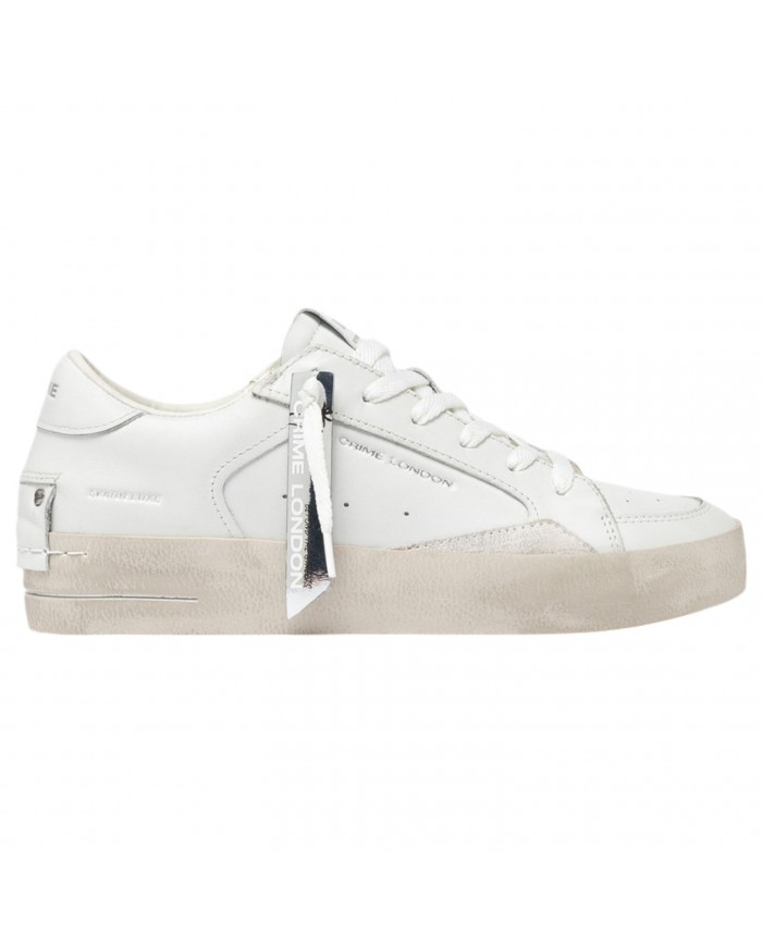 Sneaker Donna Crime London Sk8 Deluxe Vanilla White Leather White