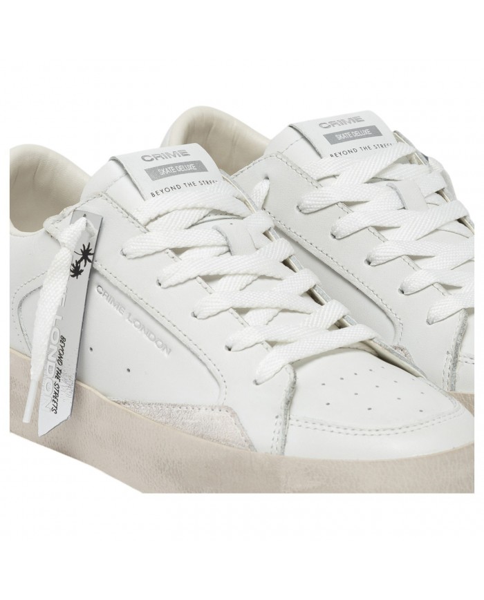 Sneaker Donna Crime London Sk8 Deluxe Vanilla White Leather White