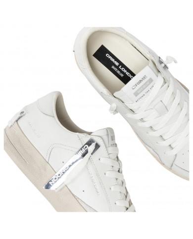 Sneaker Donna Crime London Sk8 Deluxe Vanilla White Leather White