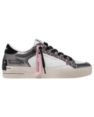 Sneaker Donna Crime London Sk8 Deluxe To The Moon Glitter Leather Suede White Silver