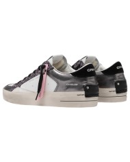 Sneaker Donna Crime London Sk8 Deluxe To The Moon Glitter Leather Suede White Silver