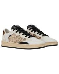 Sneaker Donna Crime London Chelsea Gold Animalier Glitter Leather Suede White