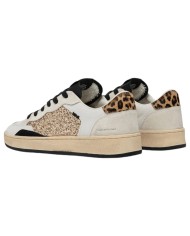 Sneaker Donna Crime London Chelsea Gold Animalier Glitter Leather Suede White