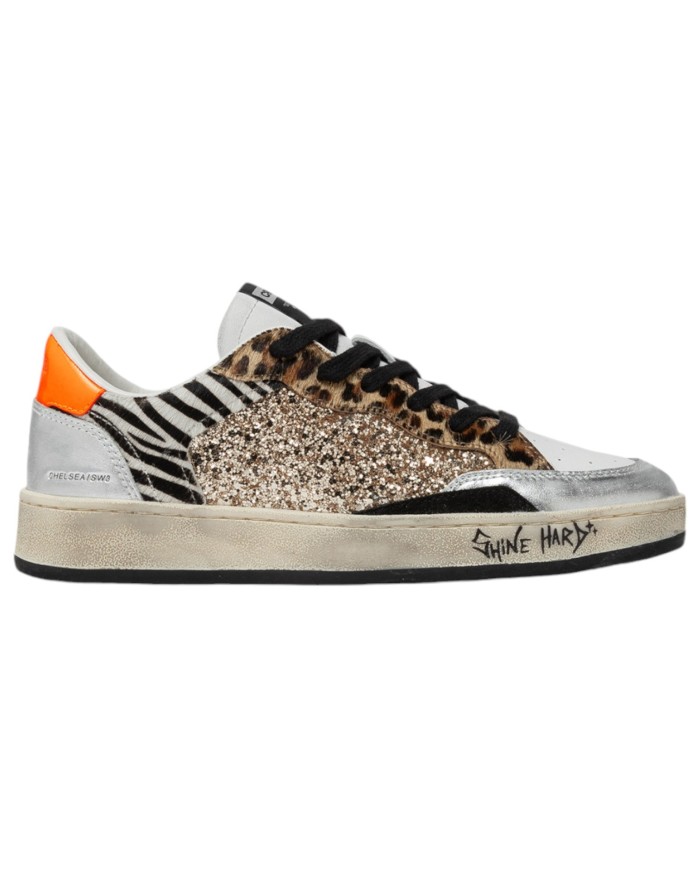 Sneaker Donna Crime London Chelsea Jungle Fever Glitter Animalier Leather Suede Multicolor